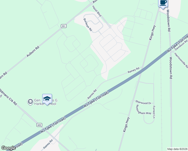 map of restaurants, bars, coffee shops, grocery stores, and more near 96 Weston Drive in Woolwich Township