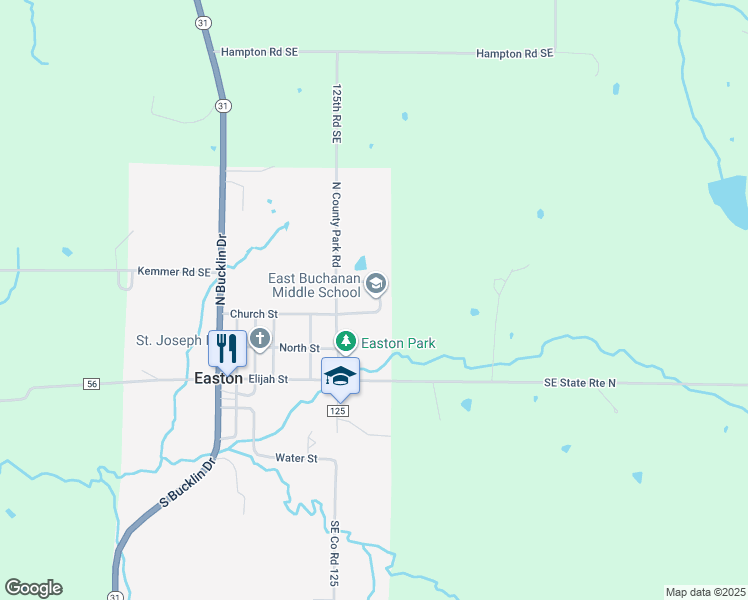 map of restaurants, bars, coffee shops, grocery stores, and more near 301 North County Park Road in Easton