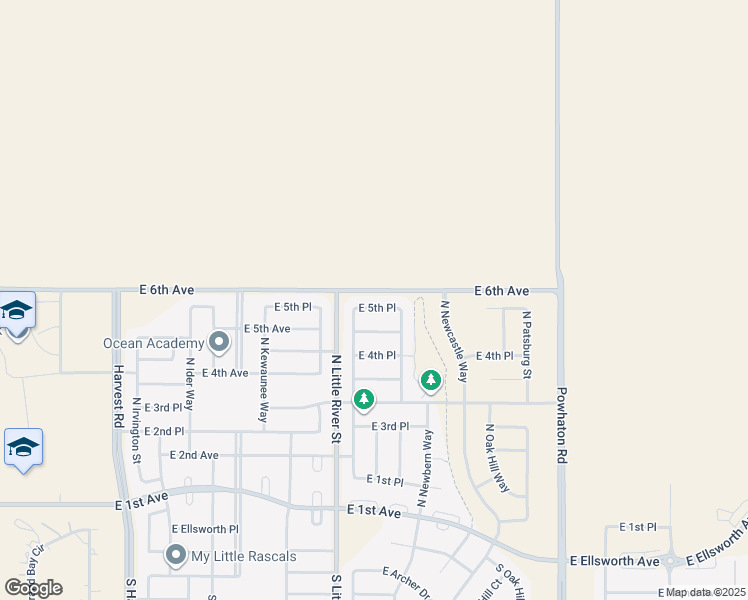 map of restaurants, bars, coffee shops, grocery stores, and more near 25793 East Parkview Place in Aurora