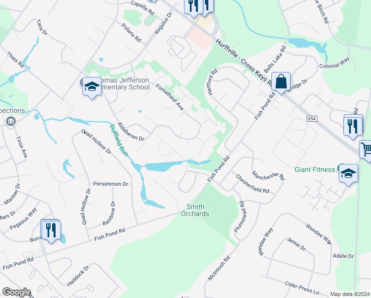 map of restaurants, bars, coffee shops, grocery stores, and more near 8 Ark Court in Washington Township