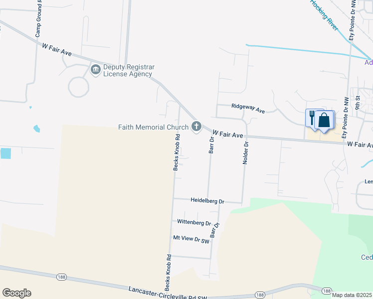 map of restaurants, bars, coffee shops, grocery stores, and more near 826 Becks Knob Road in Lancaster