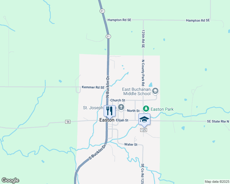 map of restaurants, bars, coffee shops, grocery stores, and more near 459 North Bucklin Drive in Easton