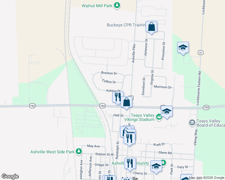 map of restaurants, bars, coffee shops, grocery stores, and more near 40 Collins Drive in Ashville