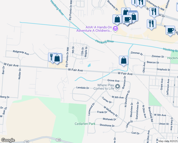 map of restaurants, bars, coffee shops, grocery stores, and more near 2083 West Fair Avenue in Lancaster