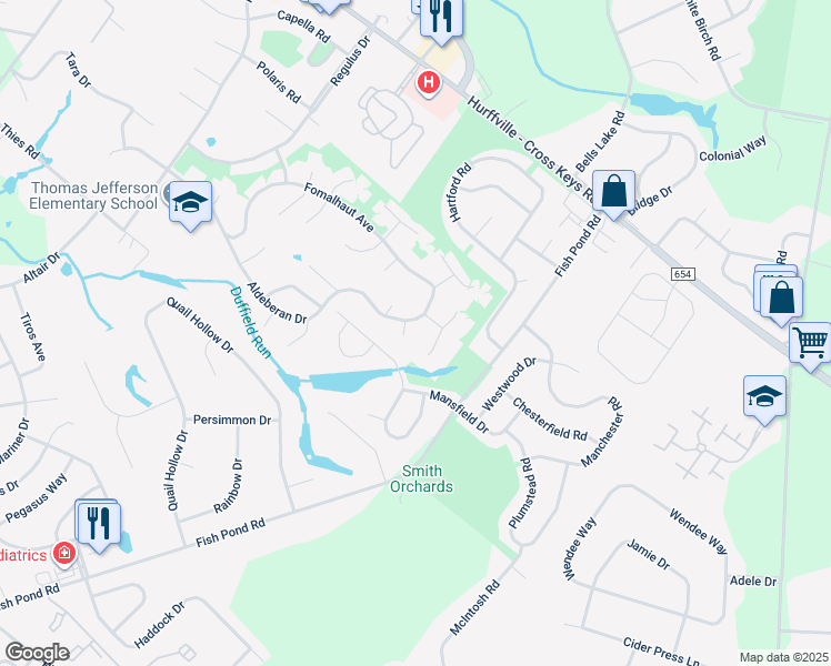 map of restaurants, bars, coffee shops, grocery stores, and more near 7 Ark Court in Washington Township