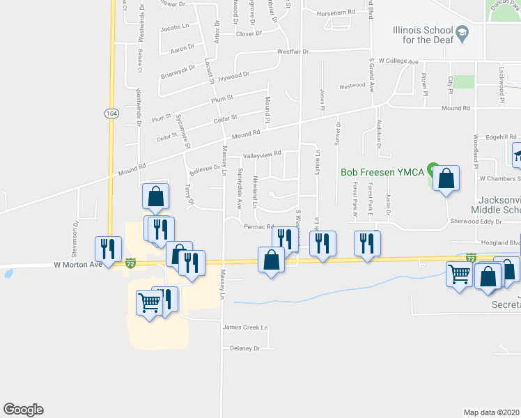 map of restaurants, bars, coffee shops, grocery stores, and more near 3 Southvale Drive in Jacksonville