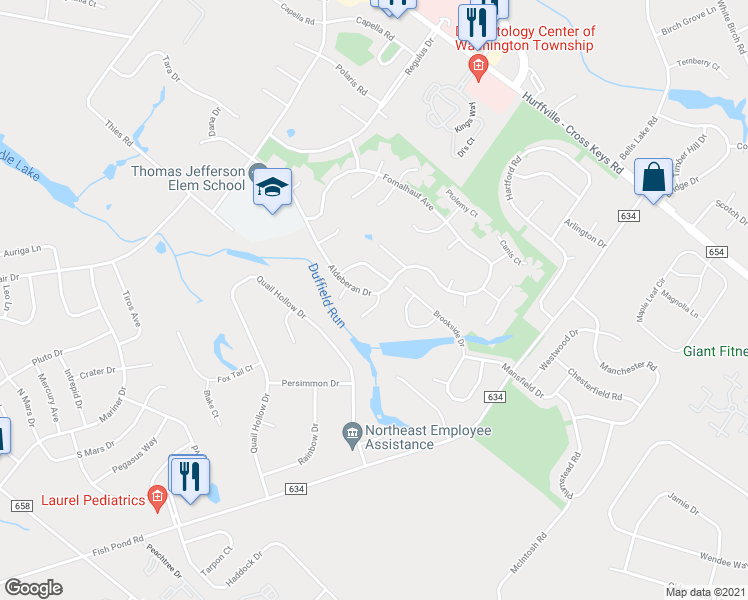 map of restaurants, bars, coffee shops, grocery stores, and more near 364 Aldeberan Drive in Washington Township
