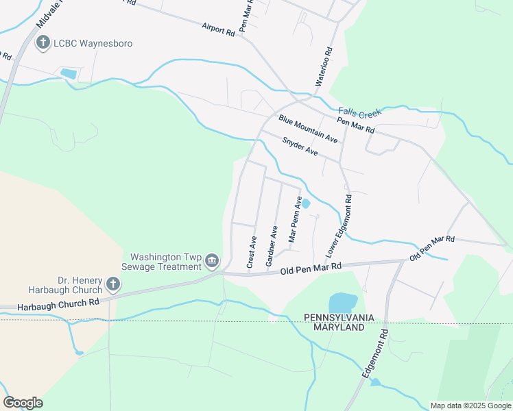 map of restaurants, bars, coffee shops, grocery stores, and more near 13971 Crest Avenue in Waynesboro