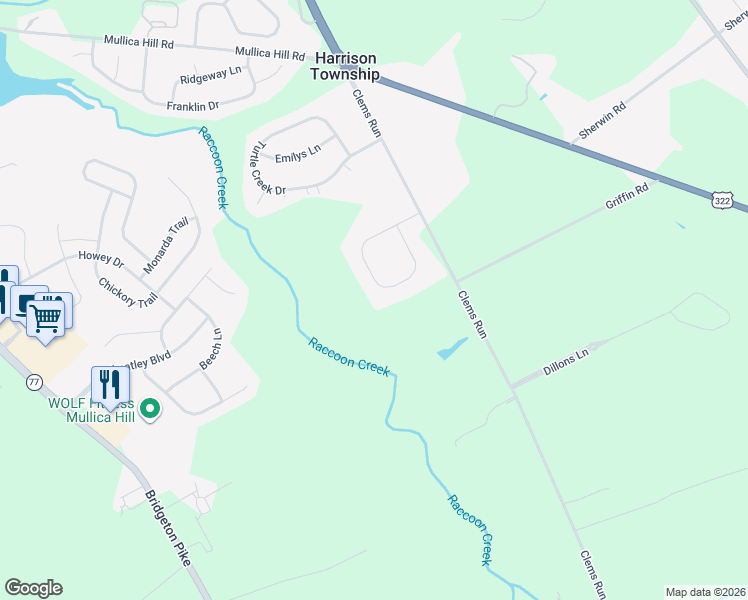 map of restaurants, bars, coffee shops, grocery stores, and more near 120 Salvatore Drive in Mullica Hill