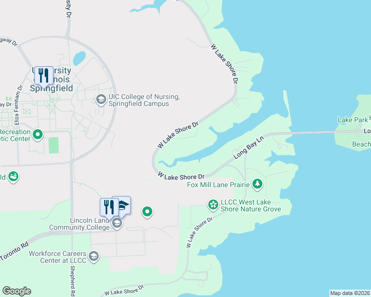 map of restaurants, bars, coffee shops, grocery stores, and more near 14-24 Beachview Lane in Springfield
