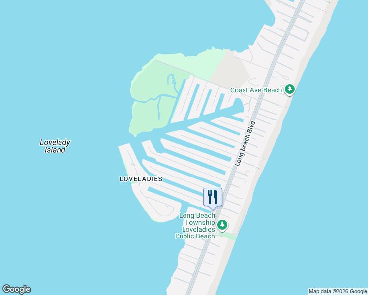 map of restaurants, bars, coffee shops, grocery stores, and more near 206 Nautilus Drive in Beach Haven