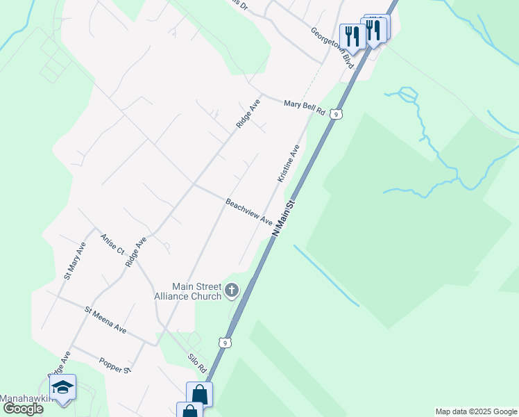 map of restaurants, bars, coffee shops, grocery stores, and more near 188 Kristine Avenue in Stafford Township