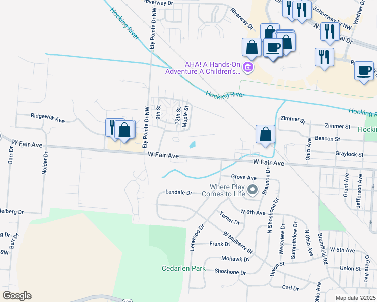 map of restaurants, bars, coffee shops, grocery stores, and more near 2083 West Fair Avenue in Lancaster