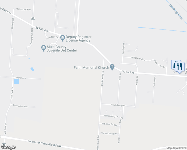 map of restaurants, bars, coffee shops, grocery stores, and more near 925 Becks Knob Road in Lancaster