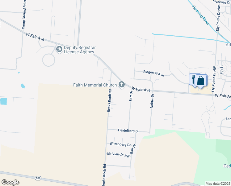 map of restaurants, bars, coffee shops, grocery stores, and more near 826 Becks Knob Road in Lancaster