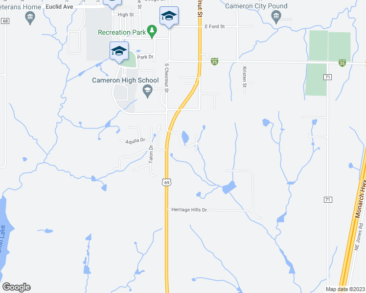 map of restaurants, bars, coffee shops, grocery stores, and more near 316 Wesleyan Terrace in Cameron