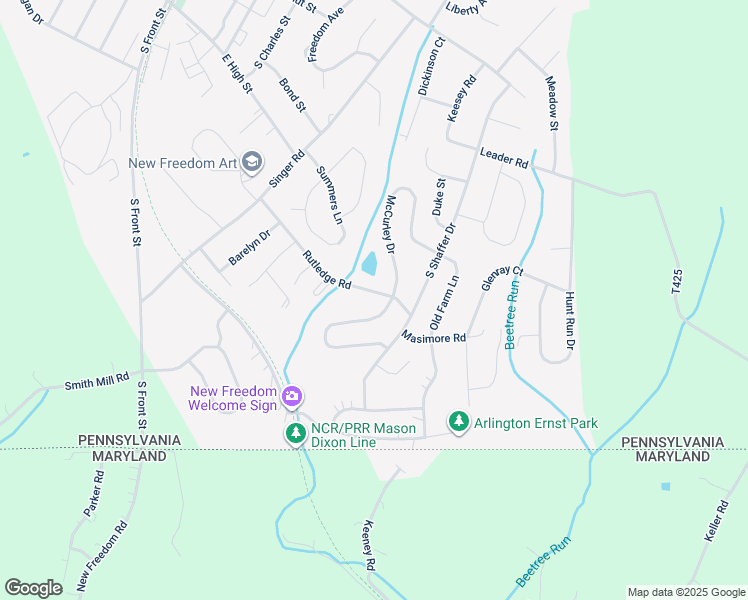 map of restaurants, bars, coffee shops, grocery stores, and more near 406 Rutledge Road in New Freedom