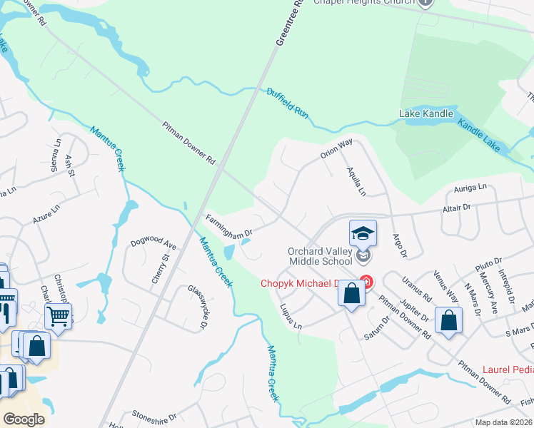 map of restaurants, bars, coffee shops, grocery stores, and more near 1 Brock Court in Washington Township