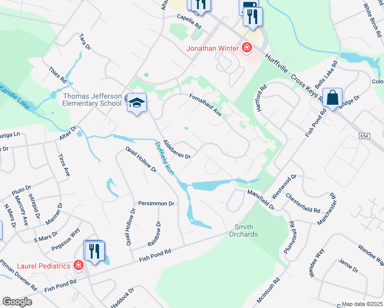 map of restaurants, bars, coffee shops, grocery stores, and more near 377 Aldeberan Dr in Washington Township