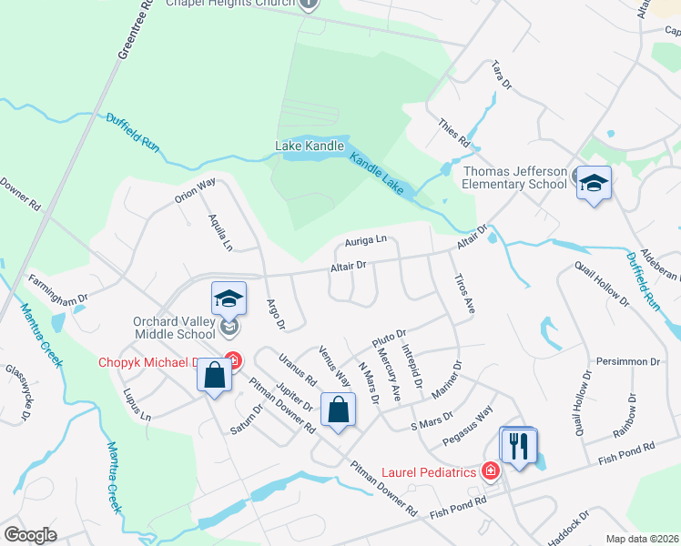 map of restaurants, bars, coffee shops, grocery stores, and more near 145 Altair Drive in Washington Township