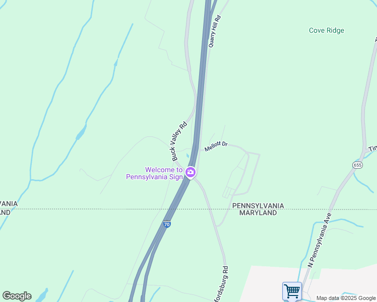 map of restaurants, bars, coffee shops, grocery stores, and more near 14963 Buck Valley Road in Warfordsburg