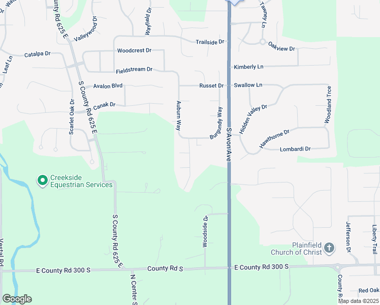 map of restaurants, bars, coffee shops, grocery stores, and more near 2591 Auburn Court in Plainfield
