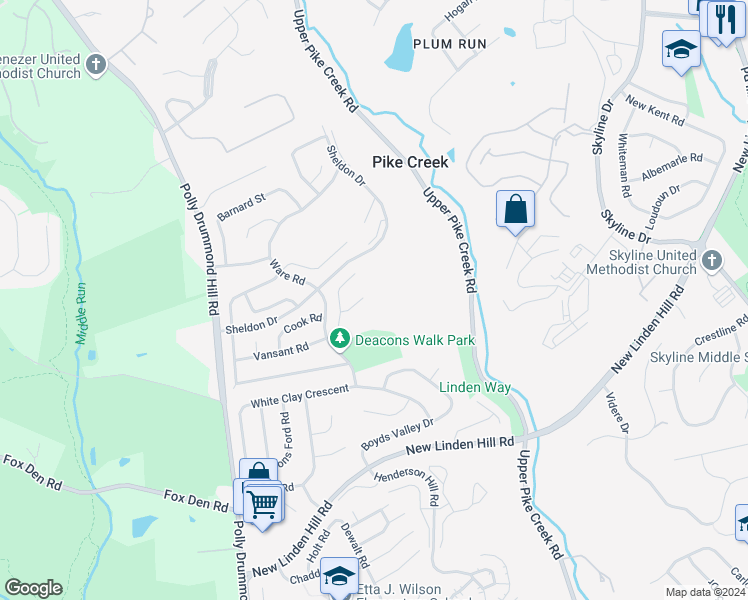 map of restaurants, bars, coffee shops, grocery stores, and more near 11 Harkness Court in Newark