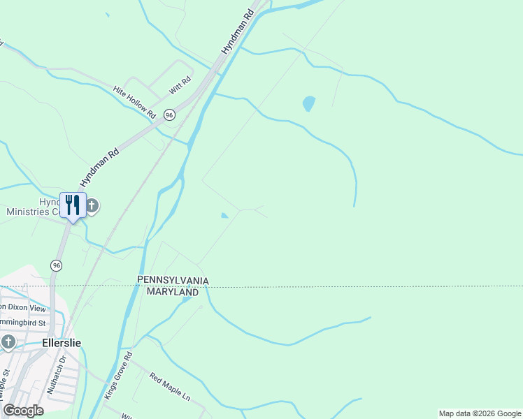 map of restaurants, bars, coffee shops, grocery stores, and more near 326 Kings Grove Lane in Hyndman