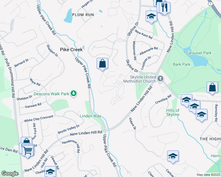 map of restaurants, bars, coffee shops, grocery stores, and more near 3407 Birch Circle in Wilmington