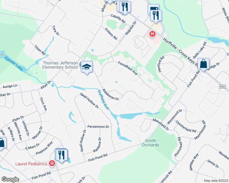 map of restaurants, bars, coffee shops, grocery stores, and more near 30 Libra Lane in Washington Township