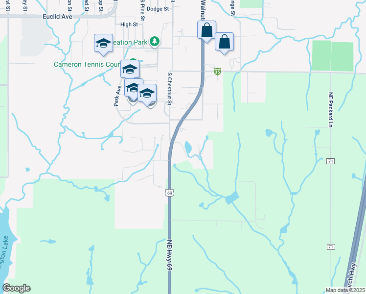 map of restaurants, bars, coffee shops, grocery stores, and more near 316 Wesleyan Terrace in Cameron