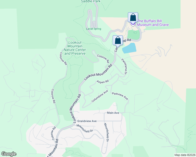 map of restaurants, bars, coffee shops, grocery stores, and more near 727 Lookout Mountain Road in Golden