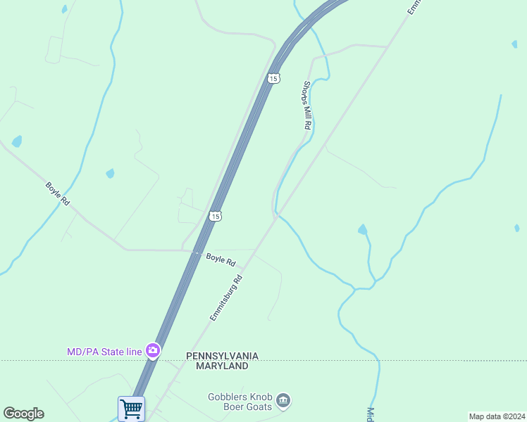 map of restaurants, bars, coffee shops, grocery stores, and more near Shorbs Mill Road in Adams County