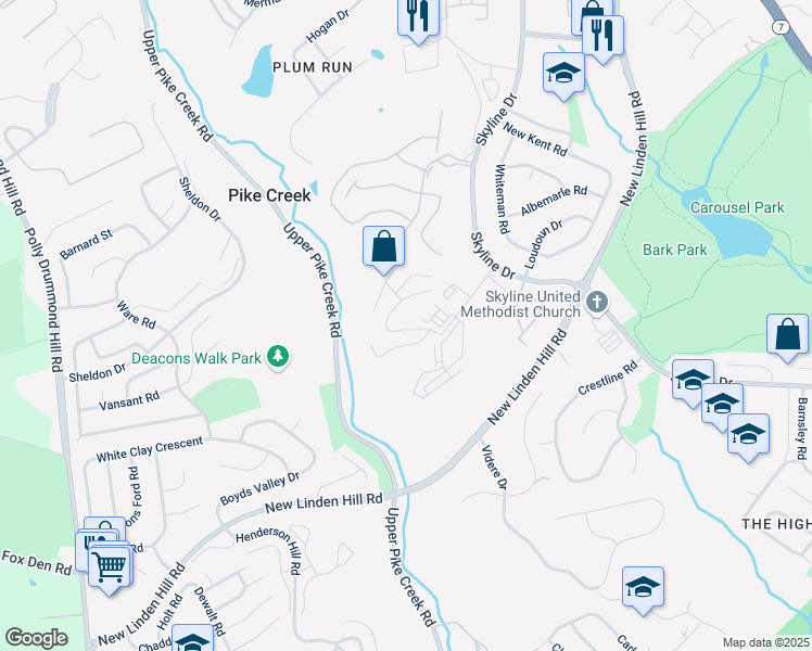 map of restaurants, bars, coffee shops, grocery stores, and more near 4609 Birch Circle in Wilmington