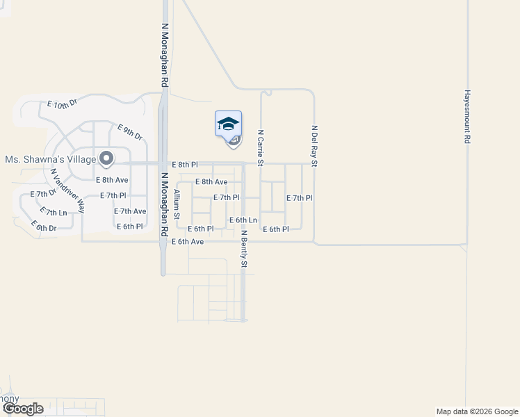 map of restaurants, bars, coffee shops, grocery stores, and more near Monaghan Road in Aurora