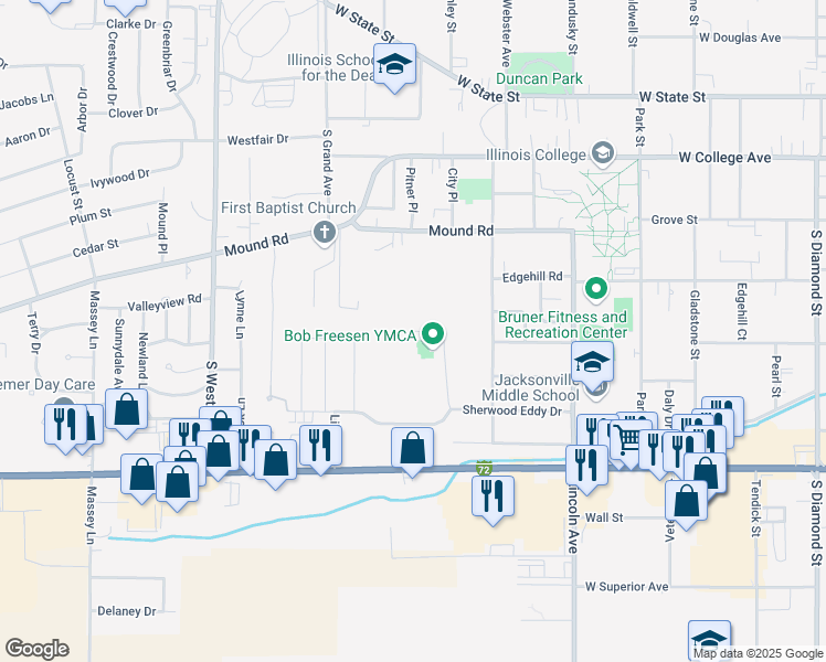 map of restaurants, bars, coffee shops, grocery stores, and more near 1 Sherwood Eddy Drive in Jacksonville
