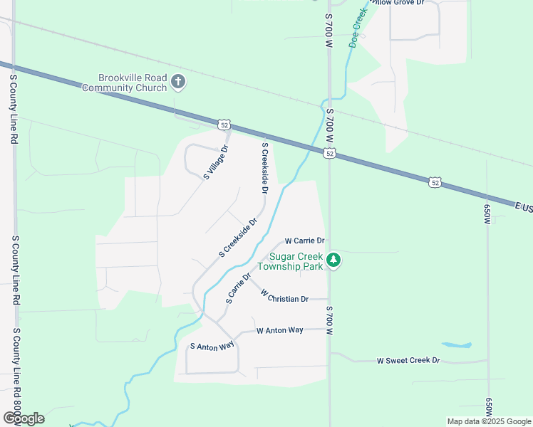 map of restaurants, bars, coffee shops, grocery stores, and more near 3951 South Creekside Drive in New Palestine