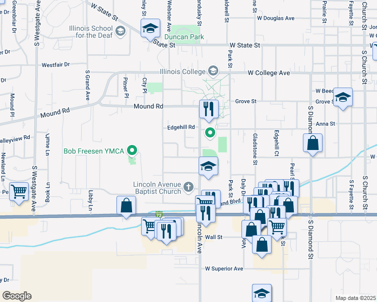 map of restaurants, bars, coffee shops, grocery stores, and more near 9 Baldwin Road in Jacksonville