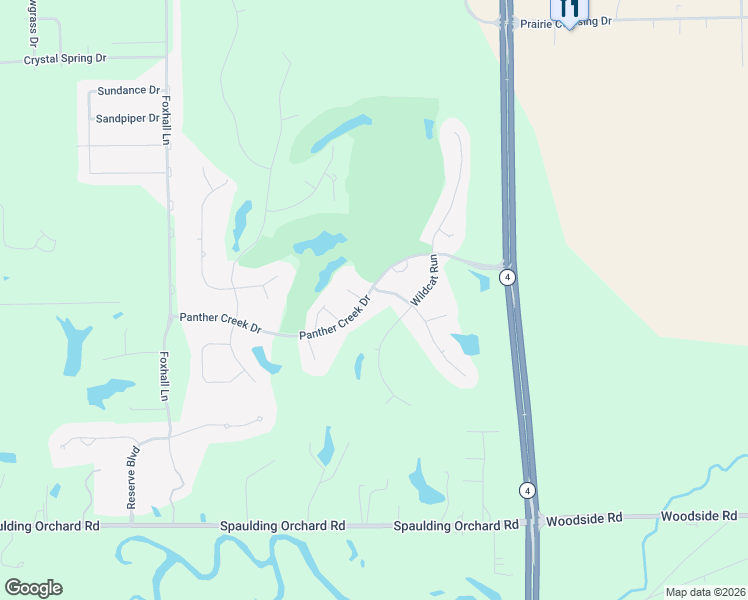 map of restaurants, bars, coffee shops, grocery stores, and more near 3161-3181 Panther Creek Drive in Springfield