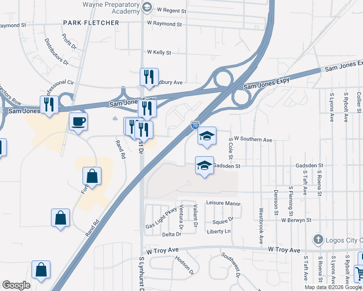 map of restaurants, bars, coffee shops, grocery stores, and more near 2620 Beulah Avenue in Indianapolis