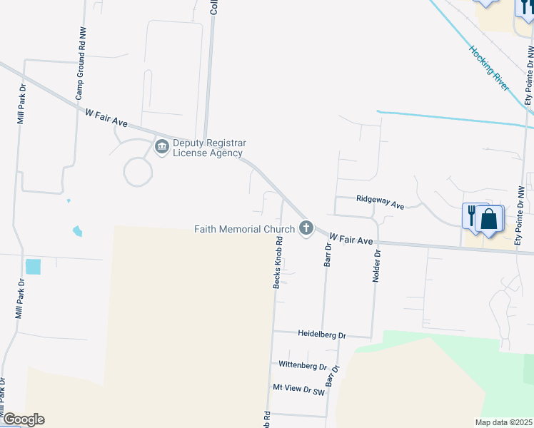 map of restaurants, bars, coffee shops, grocery stores, and more near 925 Becks Knob Road in Lancaster