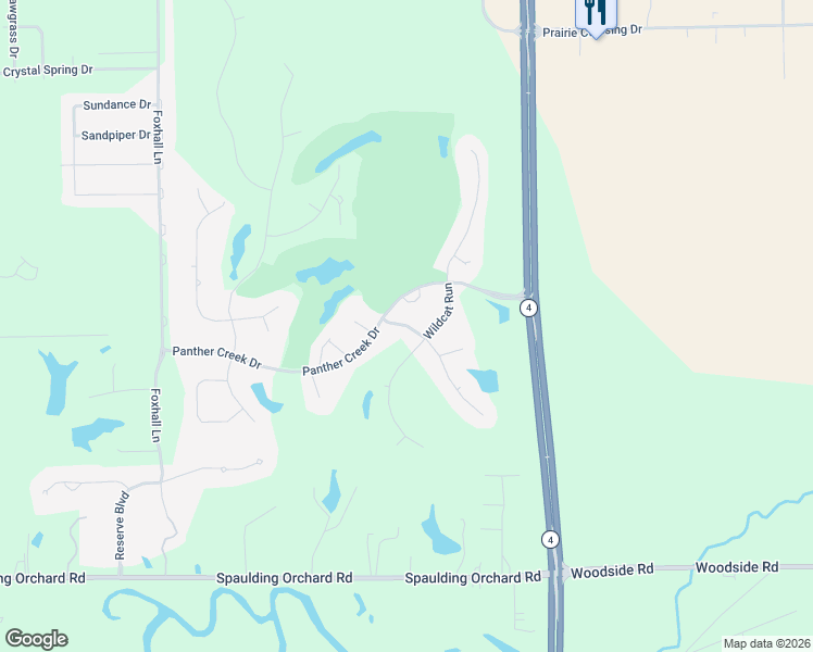 map of restaurants, bars, coffee shops, grocery stores, and more near 4999-5001 Eagle Ridge in Springfield