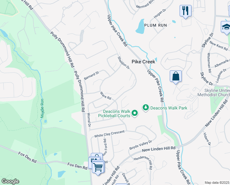 map of restaurants, bars, coffee shops, grocery stores, and more near 16 Worral Court in Newark
