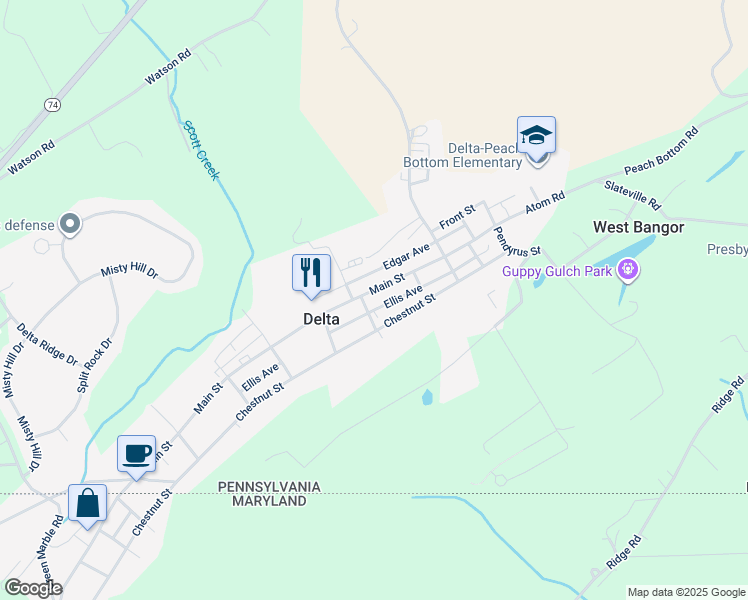 map of restaurants, bars, coffee shops, grocery stores, and more near 706 Main Street in Delta