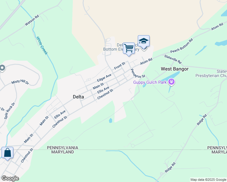 map of restaurants, bars, coffee shops, grocery stores, and more near 800 Chestnut Street in Delta