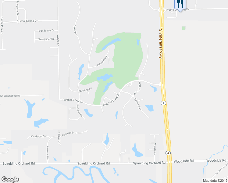 map of restaurants, bars, coffee shops, grocery stores, and more near 4908 Eagle Crest Court in Springfield