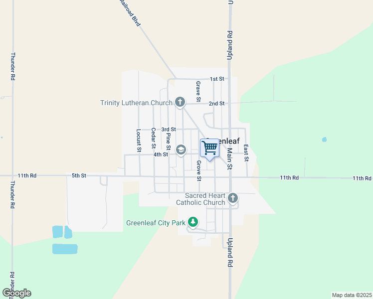 map of restaurants, bars, coffee shops, grocery stores, and more near 408 4th Street in Greenleaf