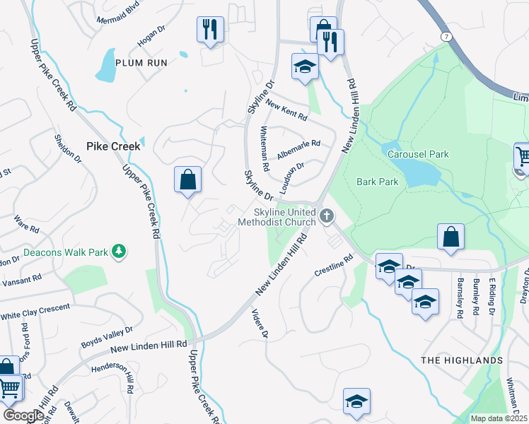 map of restaurants, bars, coffee shops, grocery stores, and more near 5420 Jenmatt Drive in Wilmington