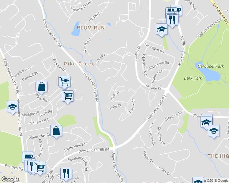 map of restaurants, bars, coffee shops, grocery stores, and more near 5503 Diana Drive in Wilmington