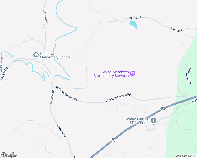 map of restaurants, bars, coffee shops, grocery stores, and more near Miller Peak Road in Concow